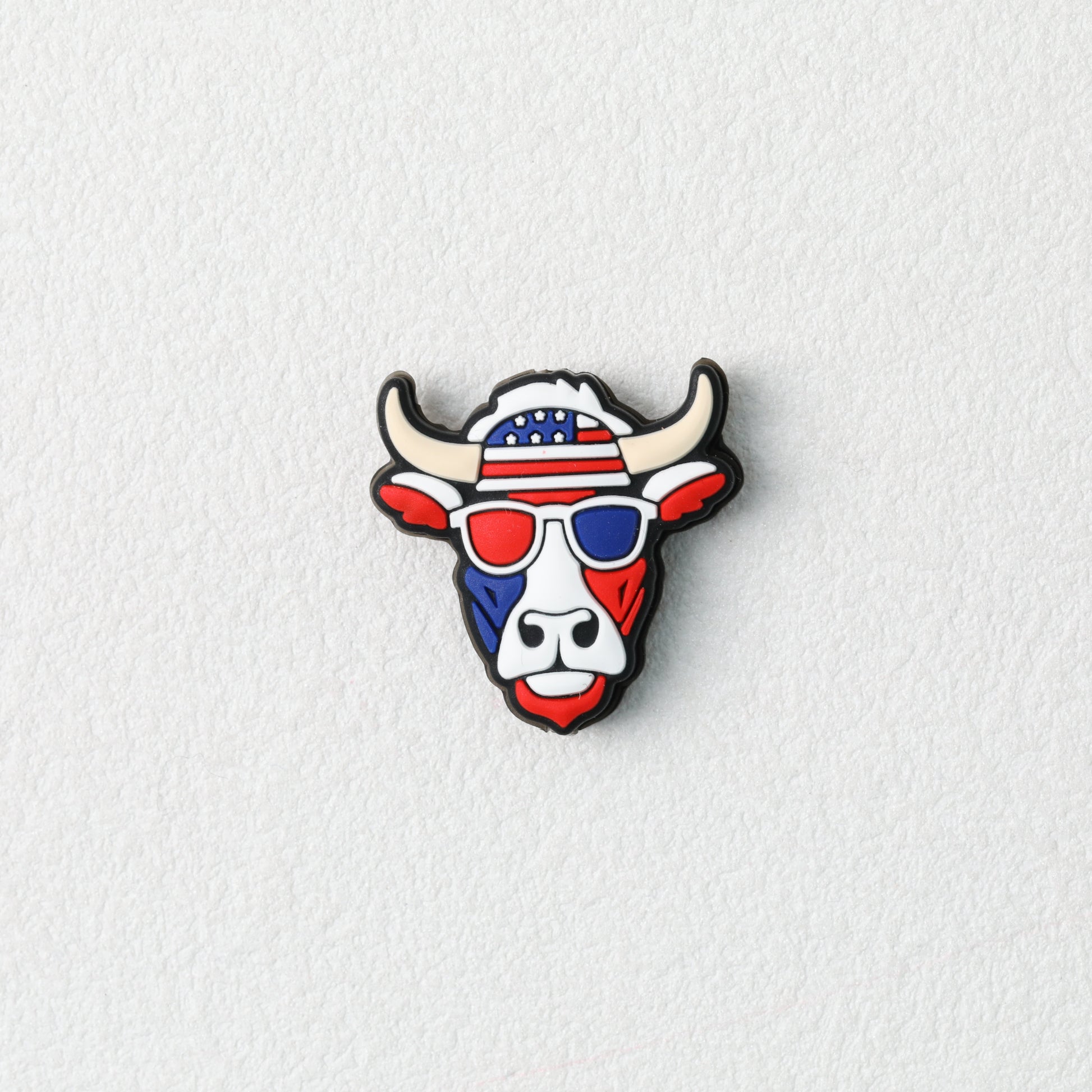 USA Independence Day Bull Head Silicone Focal Beads Red Blue 20pcs 3