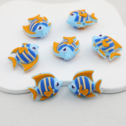 3D Colorful Striped Fish Silicone Focal Beads 20 pcs 2