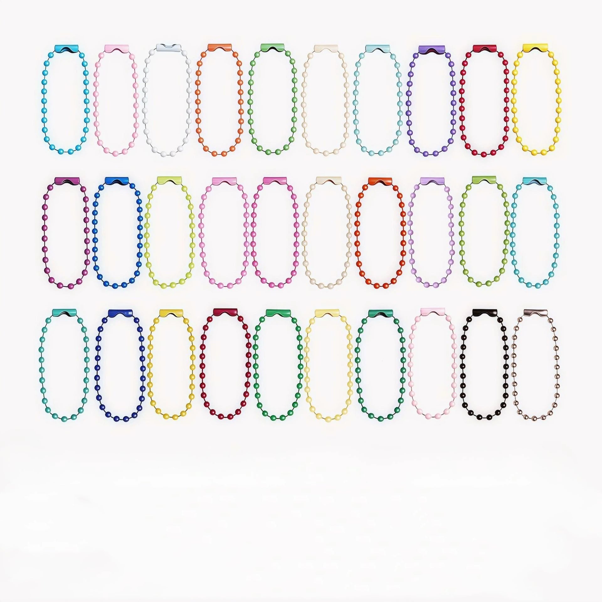 Multi Colored Iron Ball Chain Key Rings 10mm 12mm Length 100pcs