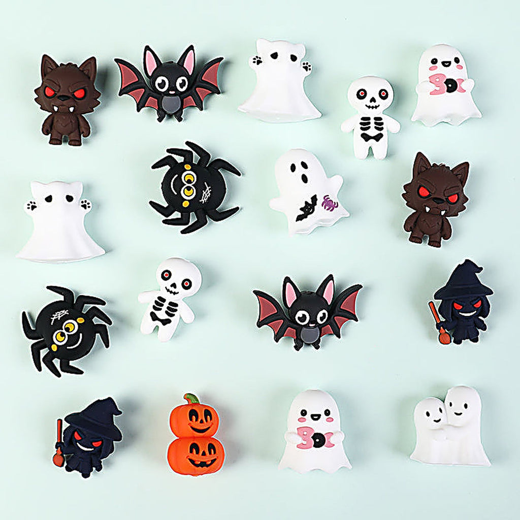 Silicone Halloween 3D Focal Beads Spooky Characters 20pcs