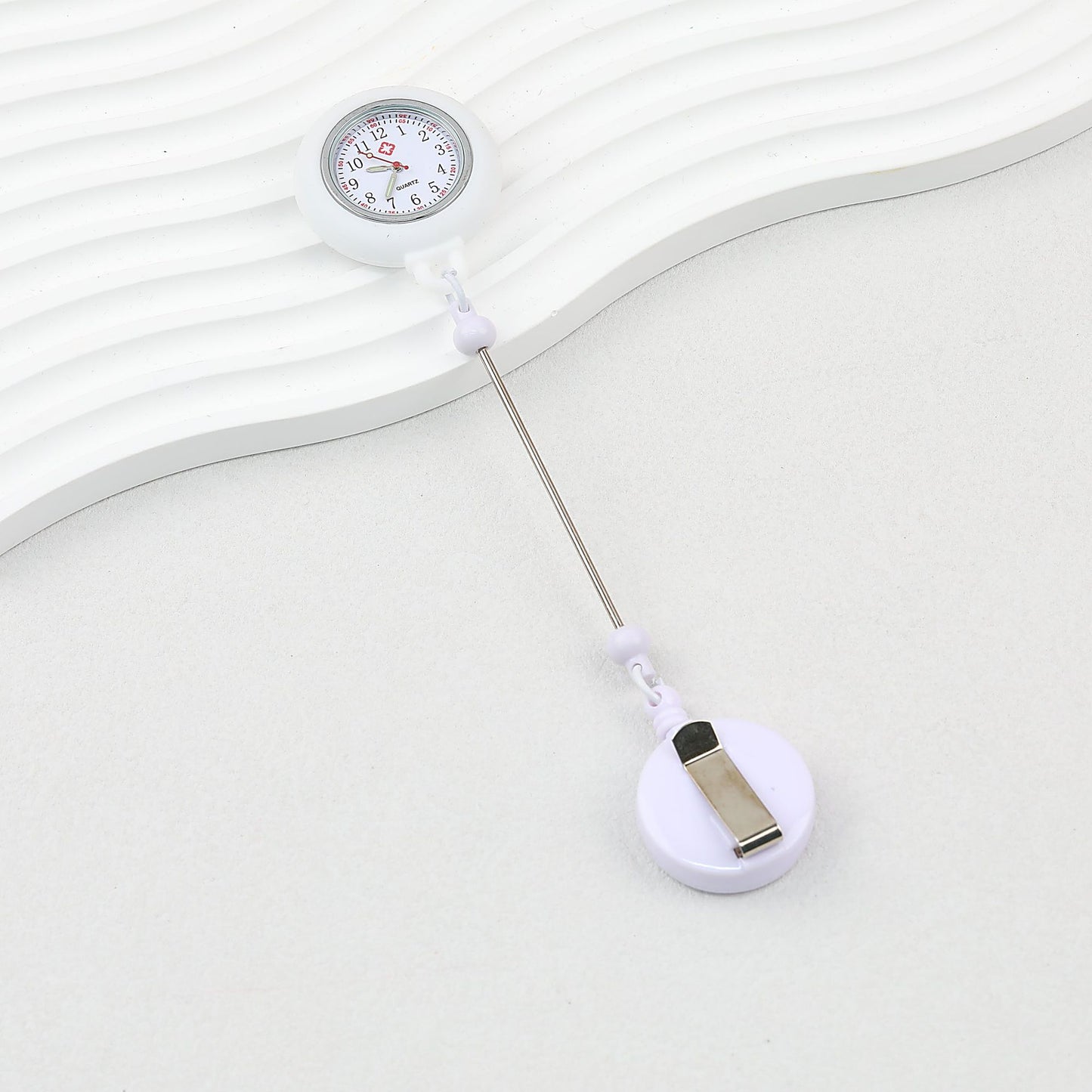 Beadable Retractable Badge Reel Watch Glow In The Dark Silicone Case Easy Pull Buckle - White