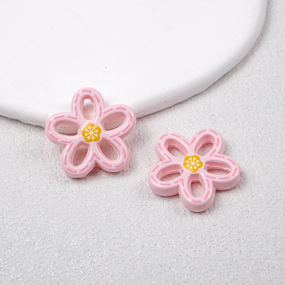 Hollow Dotted Line Sakura Flower Acrylic Beads 25mm 20pcs 6