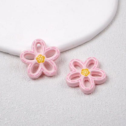 Hollow Dotted Line Sakura Flower Acrylic Beads 25mm 20pcs 6