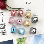 Silver Mirror Mickey Head Acrylic Square Beads 14mm 10pcs 2