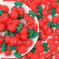 Silicone 3D Focal Beads Cherry Smiling Face Stem 20pcs