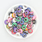Striped Round Acrylic Spacer Beads 14mm Large Hole 50pcs - Random Color
