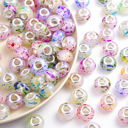 Resin Splash Ink Spacer Beads 14mm Large Hole 50pcs 4