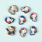 Silicone Focal Beads Hello Kitty Leopard Bow Pink Baseball Player 20pcs 2