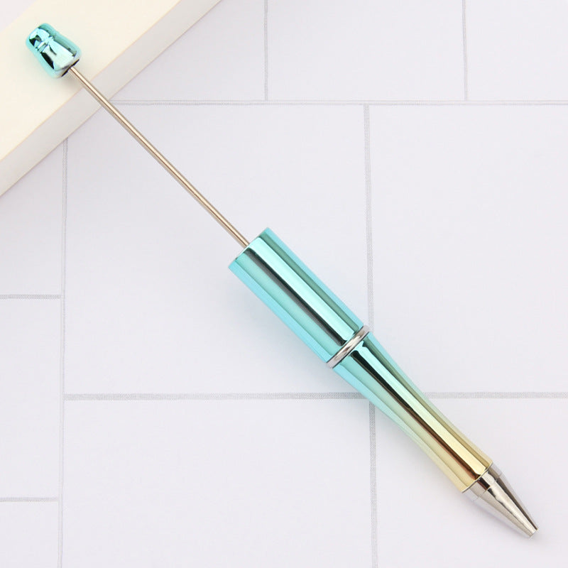 Beadable Plastic Pens Wholesale, UV Electroplated Metallic Gradient Colorful Ballpoint, 11.5mm x 145mm