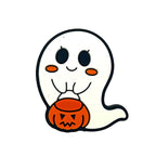 Silicone Focal Beads Halloween Ghost Holding Pumpkin Bucket 20pcs