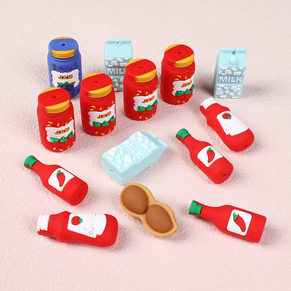 Silicone 3D Focal Beads Jam Bottle Mini Jars Bright Colors 20pcs
