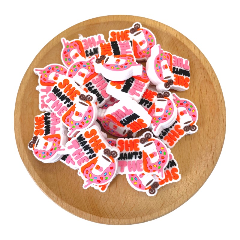 Silicone Focal Beads She Wants The Dripping Donut Holding Steaming Coffee 20pcs 2