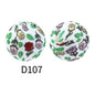 15mm Round Silicone Beads Floral Pattern Printed Design 50pcs 9