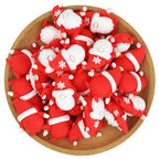 Silicone 3D Focal Beads Christmas Gnome Snowflake Hat Detail 20Pcs 3