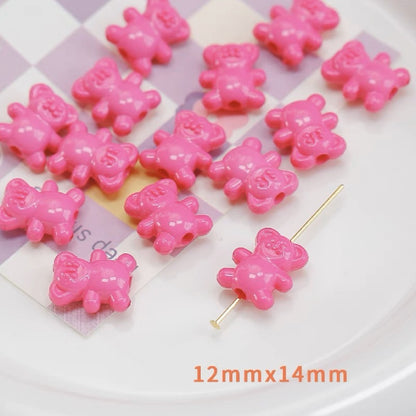 Colorful Bear Acrylic Beads 12x14mm Playful Design 20pcs 13