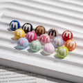 10mm Acrylic Round Beads Painted Letter M Design 50pcs 2