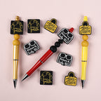 Silicone Focal Beads The Golden Girl Retro Black and Gold Designs 20pcs 8