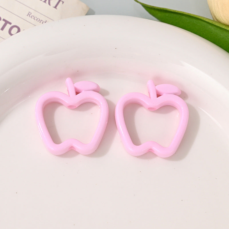 Colorful Apple Shape Acrylic Bead Frames 29.7x27mm 50pcs 8