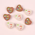 Silicone Focal Beads Heart Shaped Double Sided Bookshelf 20pcs 2