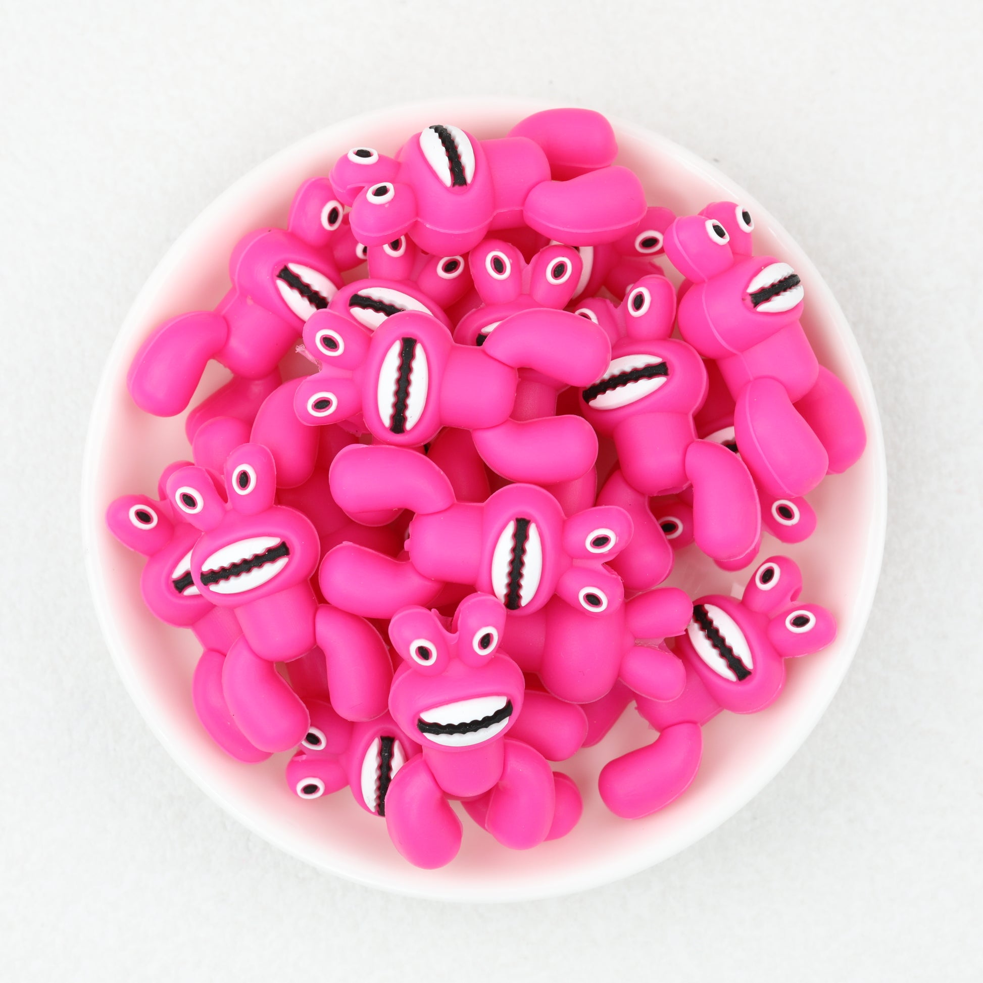 Bright Pink 3D Monster Silicone Focal Beads 20 pcs 2