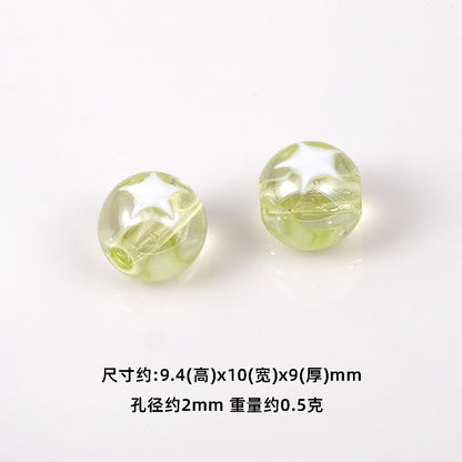 Star Pattern 10mm Acrylic Round Beads Shiny Surface 20pcs 7