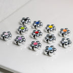 Silver Cherry Blossom Acrylic Beads 12mm Enamel 50pcs 3