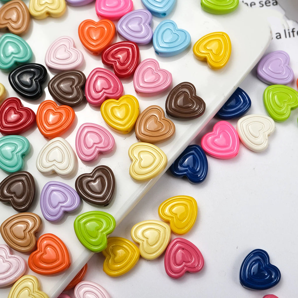 Mini Spiral Heart Acrylic Beads 11mm Colorful Mixed 50pcs 3