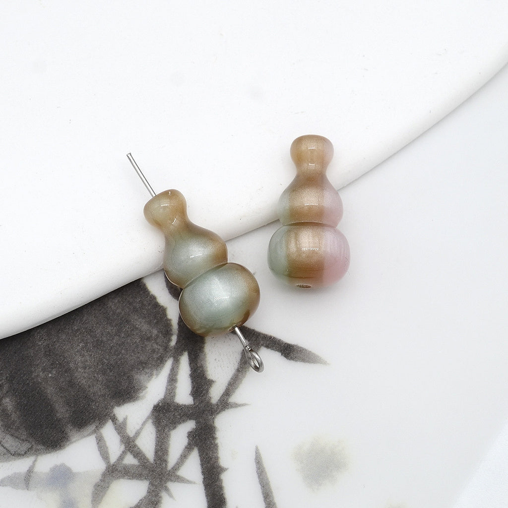 18mm Colorful Resin Gourd Shaped Beads Small Hole 10pcs 6