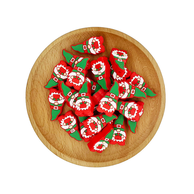 Silicone Focal Beads Santa Claus Holding Present 20pcs 2