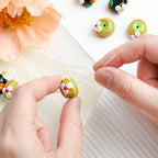 Floral Pattern Glass Beads 19mm Decorative Round 10pcs 3