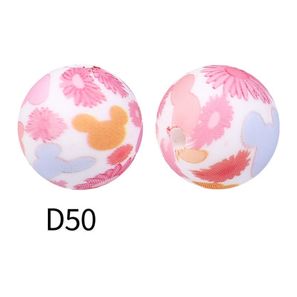 15mm Silicone Beads Rhombus Printed Design 50pcs 15