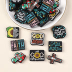 Silicone Focal Beads Jesus Faith Cross With Holly Cardinal 20pcs 8