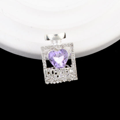 Fancy Alloy Perfume Bottle Charm Beads with Heart and Rhinestones 2pcs 19