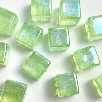Colorful UV Finish Cube Acrylic Beads 14mm Pastel Glow 50pcs 11
