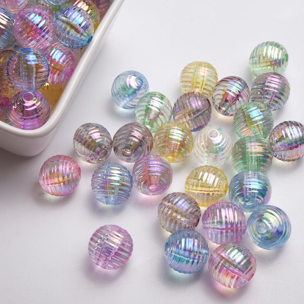 Transparent Plating Round Acrylic Beads 16mm Screw Thread 50pcs