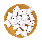 Silicone 3D Focal Beads Sitting Bear With Pink Paw Detail 20pcs 2
