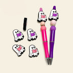 Silicone Focal Beads Halloween White Ghost Reading Book 20pcs