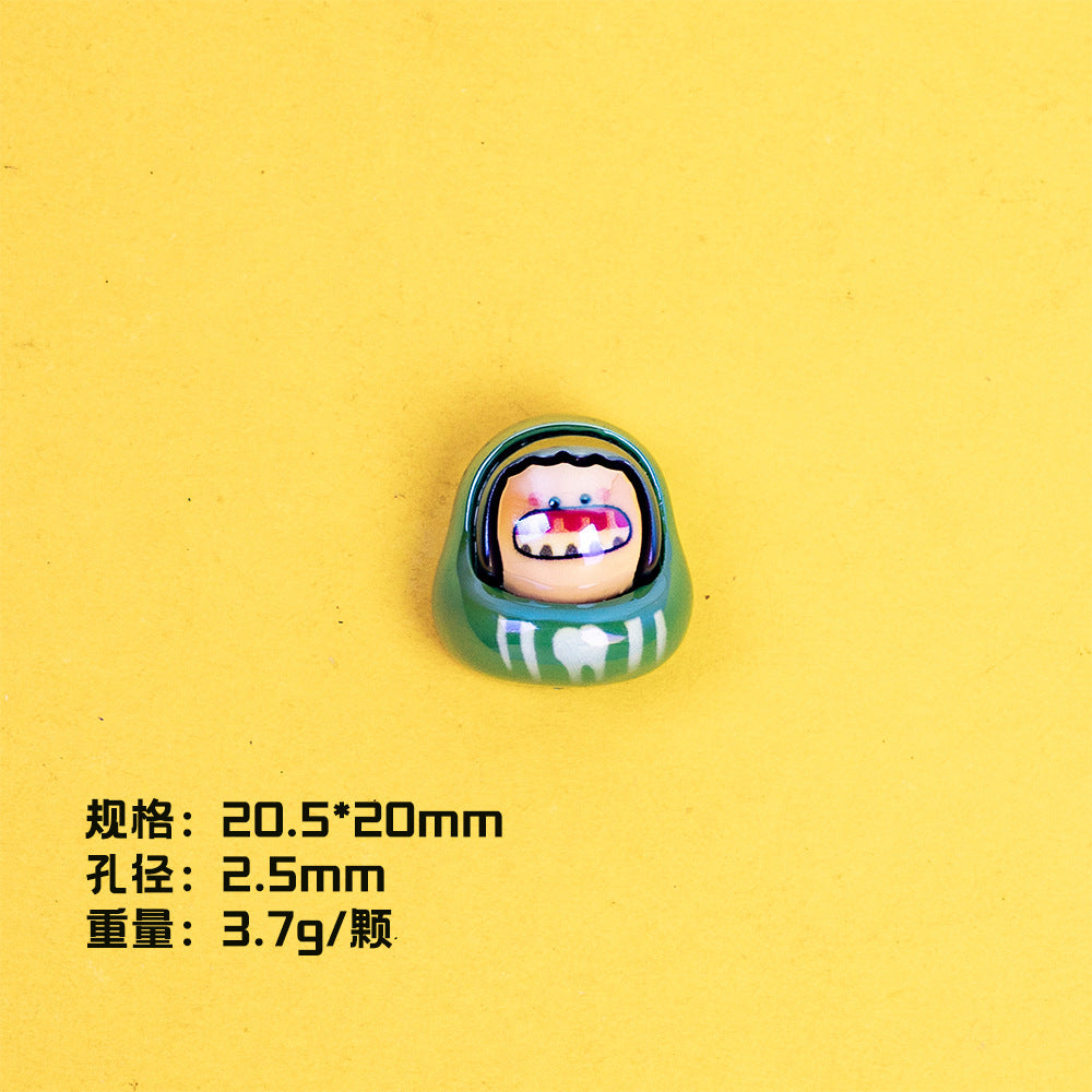 Plating POP BEAN Lucky Star Series Resin Beads Whimsical Characters 10pcs 7