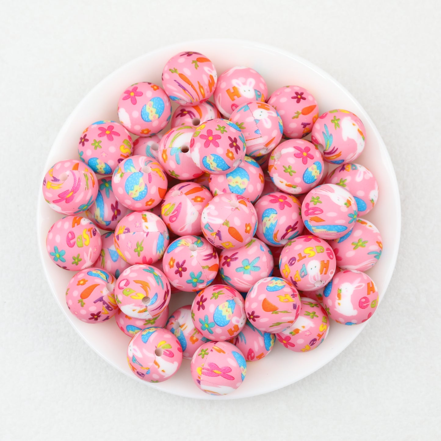 Easter Pattern 15mm Silicone Beads Printed Design 50pcs 6