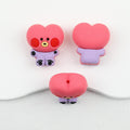 3D Animal Silicone Focal Beads Cute Rabbit Dog Design 20pcs - Pink Heart