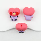3D Animal Silicone Focal Beads Cute Rabbit Dog Design 20pcs - Pink Heart