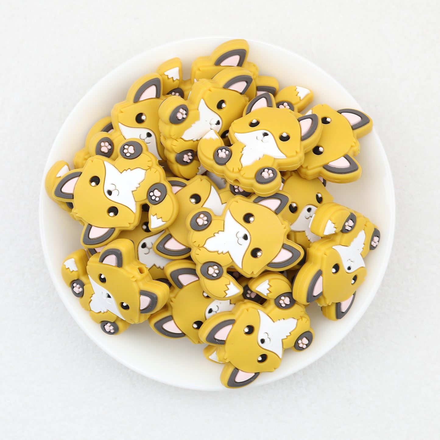 Cute Sitting Fox Silicone Focal Beads 20pcs 9