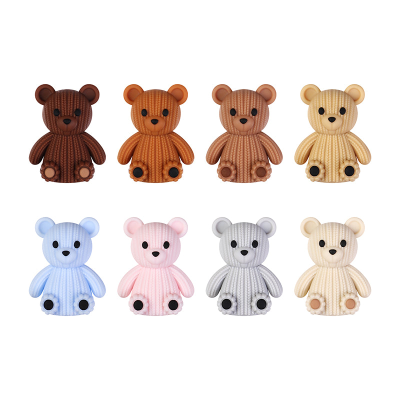3D Cute Sweater Bear Silicone Focal Beads 20pcs 3