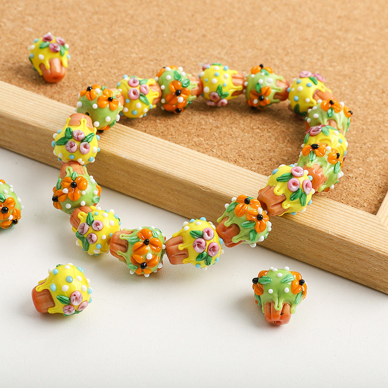 Dessert Theme Glass Cupcake Beads 15x13mm 5pcs 3