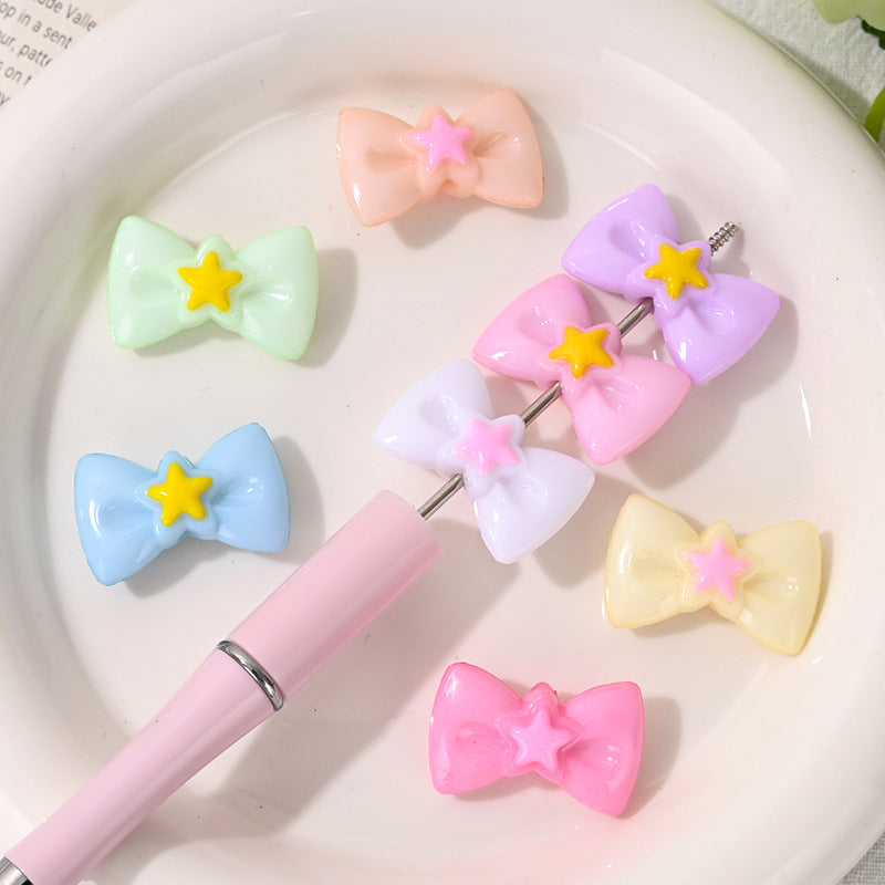 Star Bow Shape Acrylic Beads 27mm with Star Accent 50pcs 2