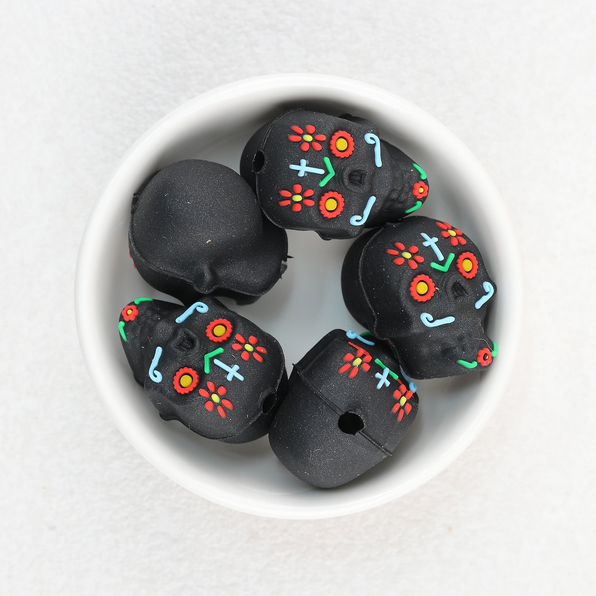  3D Halloween Colorful Skull Silicone Focal Beads 20Pcs 7