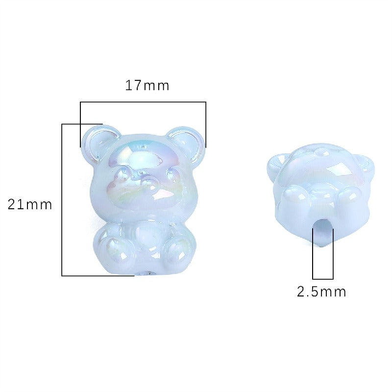 Glossy Little Bear Acrylic Beads 17x21mm Iridescent Pastel 8pcs 5