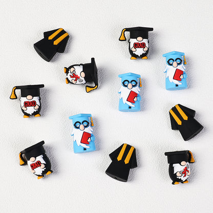 Silicone 3D Graduation Gnome Focal Beads Graduate Theme 20pcs 3