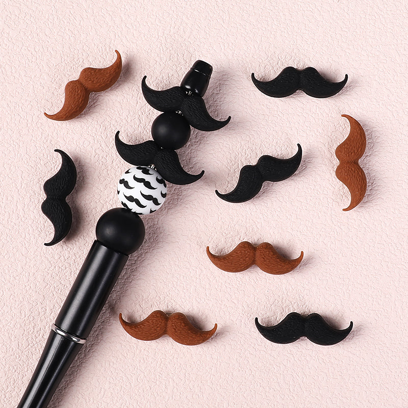 Silicone Focal Beads Beard Handlebar Mustache Textured Curved 20pcs 9