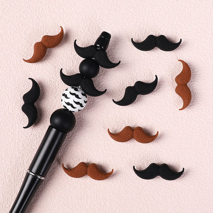 Silicone Focal Beads Beard Handlebar Mustache Textured Curved 20pcs 9